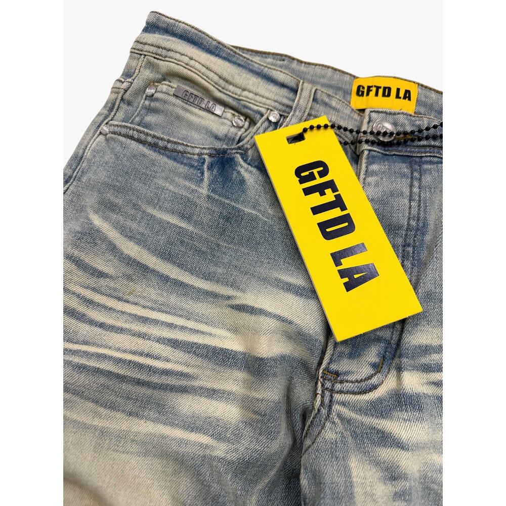 GFTD LA Los Angeles Men's Skinny Fit Jeans Magic Cargo Stretch Stonewash Denim - Picture 3 of 6